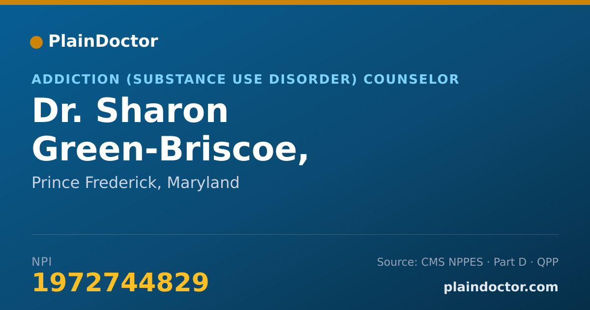 Shareable card for Sharon Green-Briscoe, MS,CAC-AD - Addiction (Substance Use Disorder) Counselor, Prince Frederick, MD