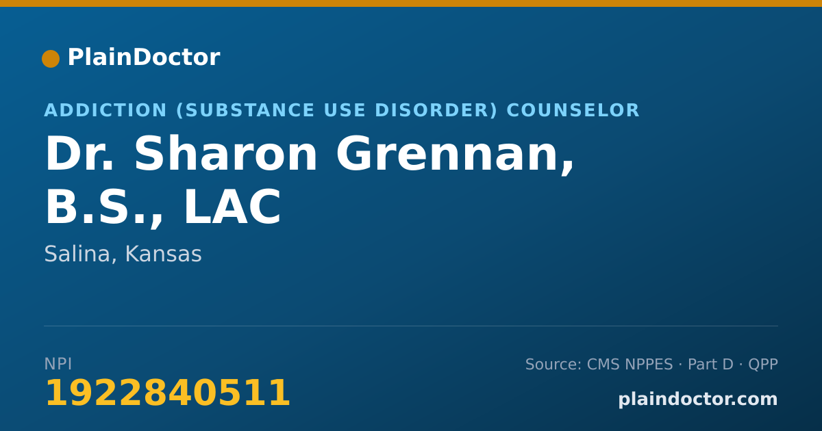 Shareable card for Sharon Grennan, B.S., LAC - Addiction (Substance Use Disorder) Counselor, Salina, KS