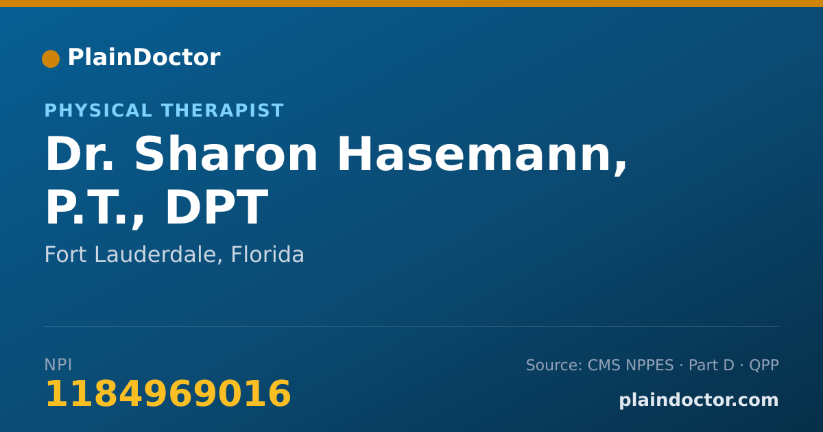Shareable card for Sharon Hasemann, P.T., DPT - Physical Therapist, Fort Lauderdale, FL