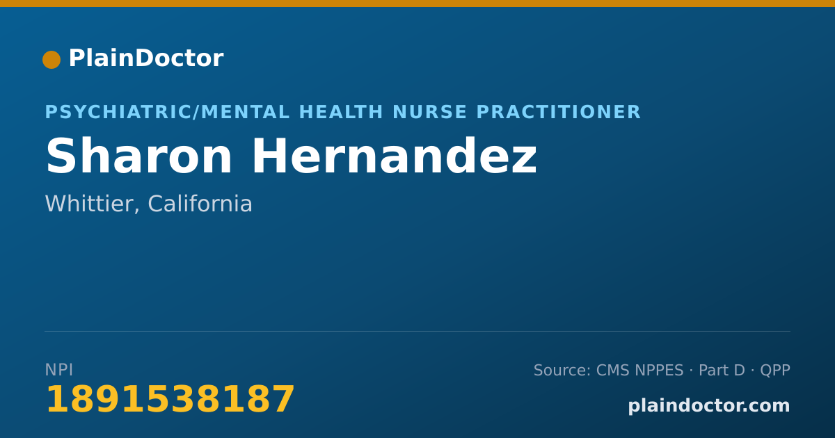 Shareable card for Sharon Hernandez - Psychiatric/Mental Health Nurse Practitioner, Whittier, CA