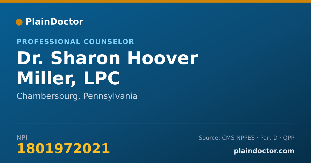 Shareable card for Sharon Hoover Miller, LPC - Professional Counselor, Chambersburg, PA