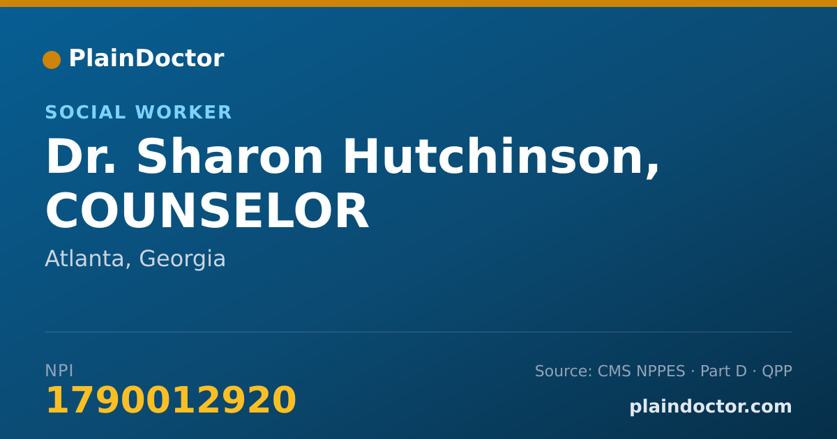 Shareable card for Sharon Hutchinson, COUNSELOR - Social Worker, Atlanta, GA