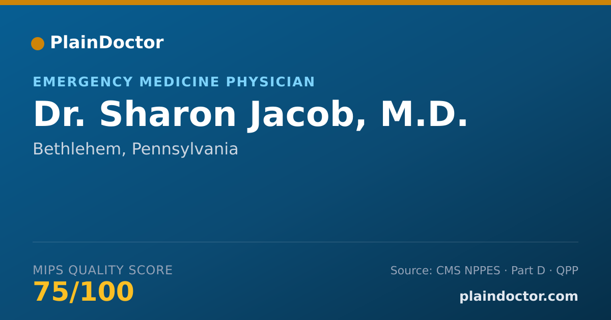 Shareable card for Sharon Jacob, M.D. - Emergency Medicine Physician, Bethlehem, PA