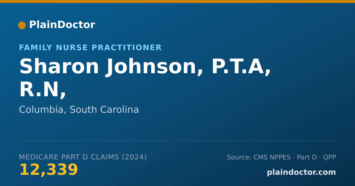 Shareable card for Sharon Johnson, P.T.A, R.N, - Critical Care Medicine Registered Nurse, Columbia, SC