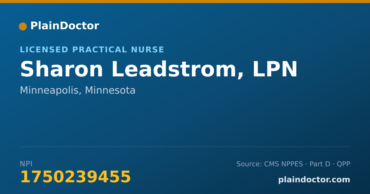 Shareable card for Sharon Leadstrom, LPN - Licensed Practical Nurse, Minneapolis, MN