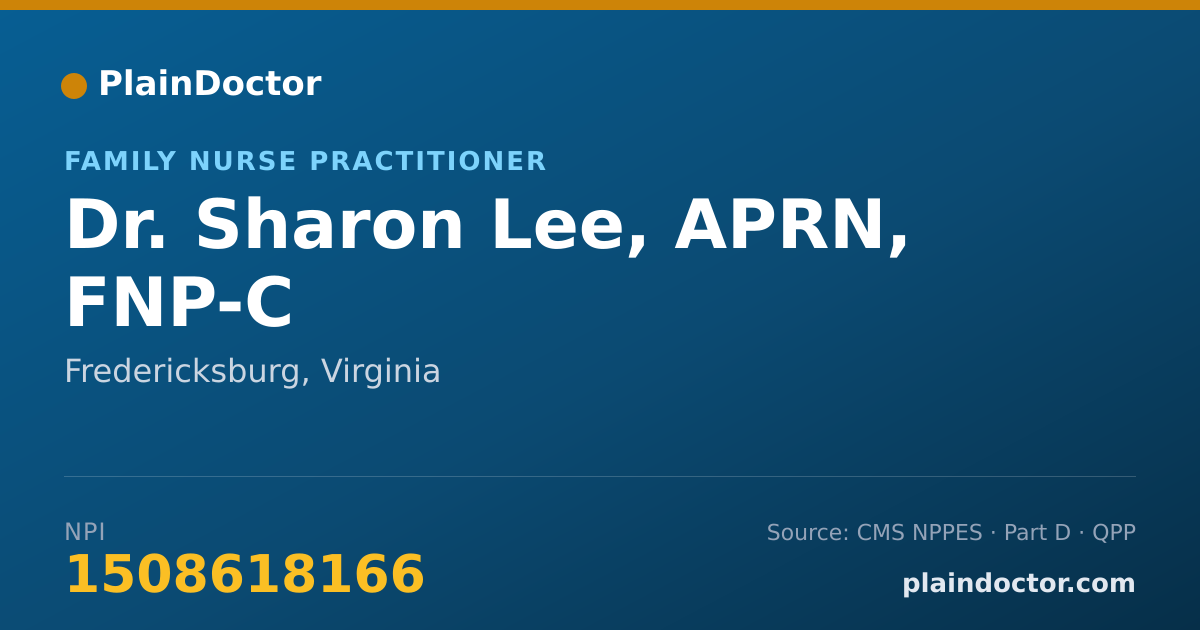 Shareable card for Sharon Lee, APRN, FNP-C - Family Nurse Practitioner, Fredericksburg, VA