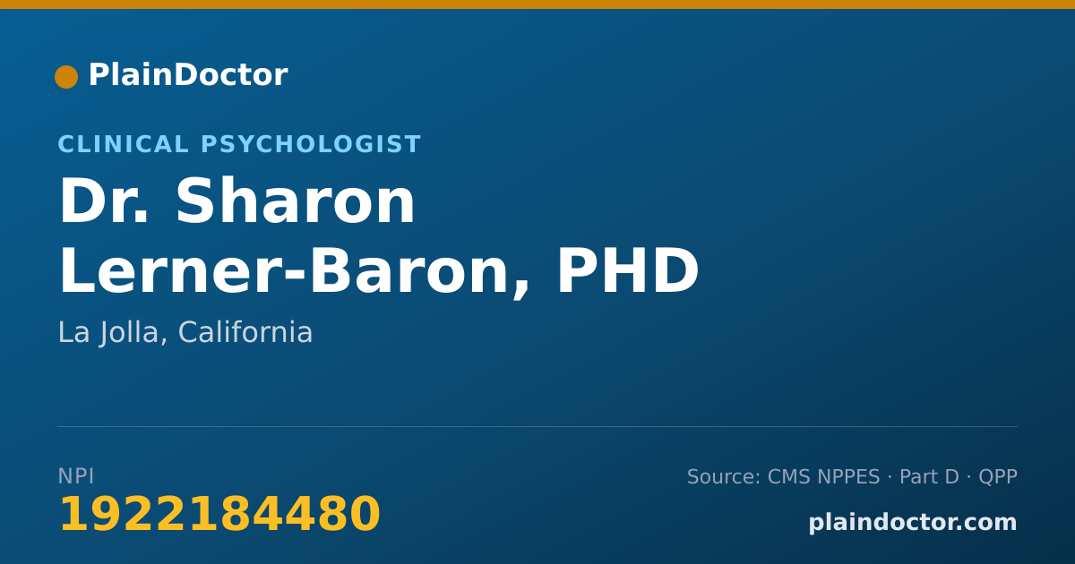 Shareable card for Sharon Lerner-Baron, PHD - Clinical Psychologist, La Jolla, CA