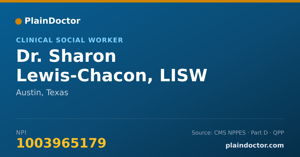 Shareable card for Sharon Lewis-Chacon, LISW - Clinical Social Worker, Austin, TX