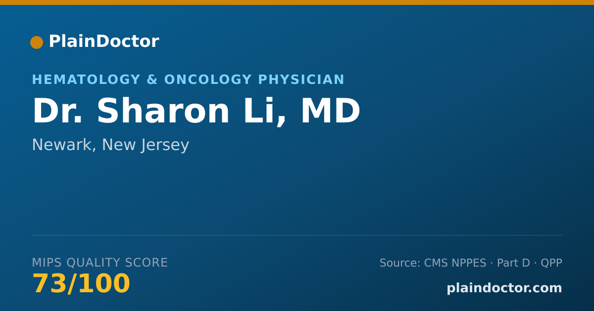 Shareable card for Sharon Li, MD - Hematology & Oncology Physician, Newark, NJ