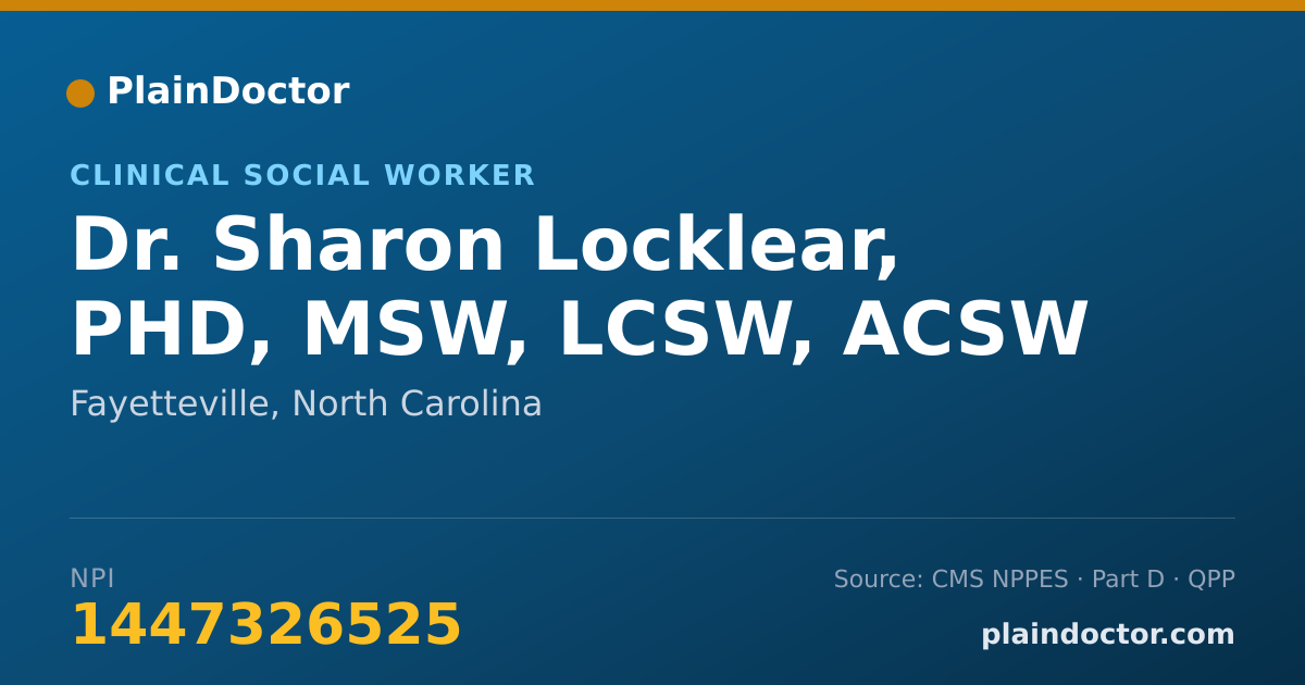 Shareable card for Sharon Locklear, PHD, MSW, LCSW, ACSW - Clinical Social Worker, Fayetteville, NC