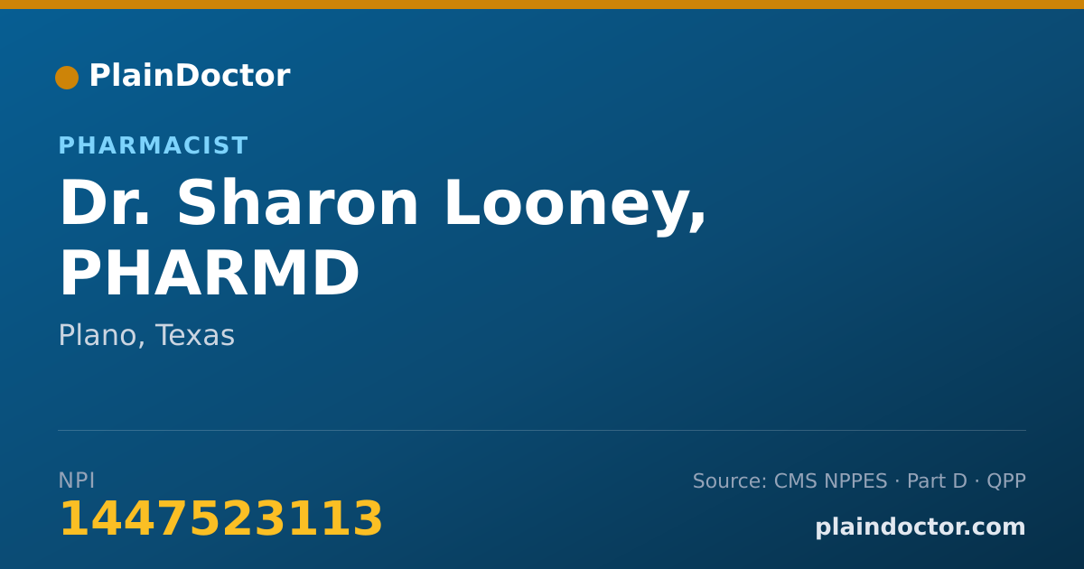 Shareable card for Sharon Looney, PHARMD - Pharmacist, Plano, TX