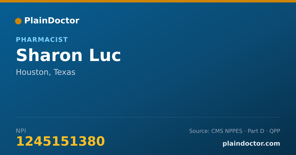 Shareable card for Sharon Luc - Pharmacist, Houston, TX