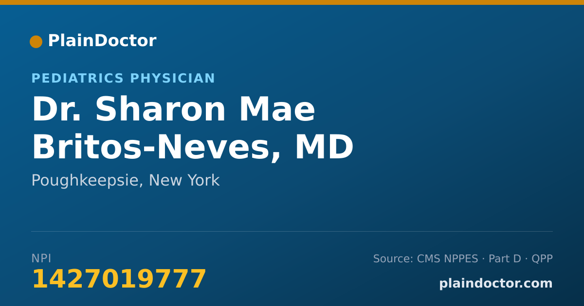 Shareable card for Sharon Mae Britos-Neves, MD - Pediatrics Physician, Poughkeepsie, NY