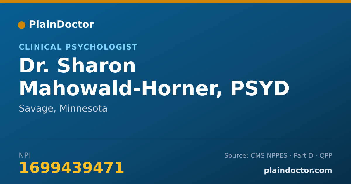 Shareable card for Sharon Mahowald-Horner, PSYD - Clinical Psychologist, Savage, MN