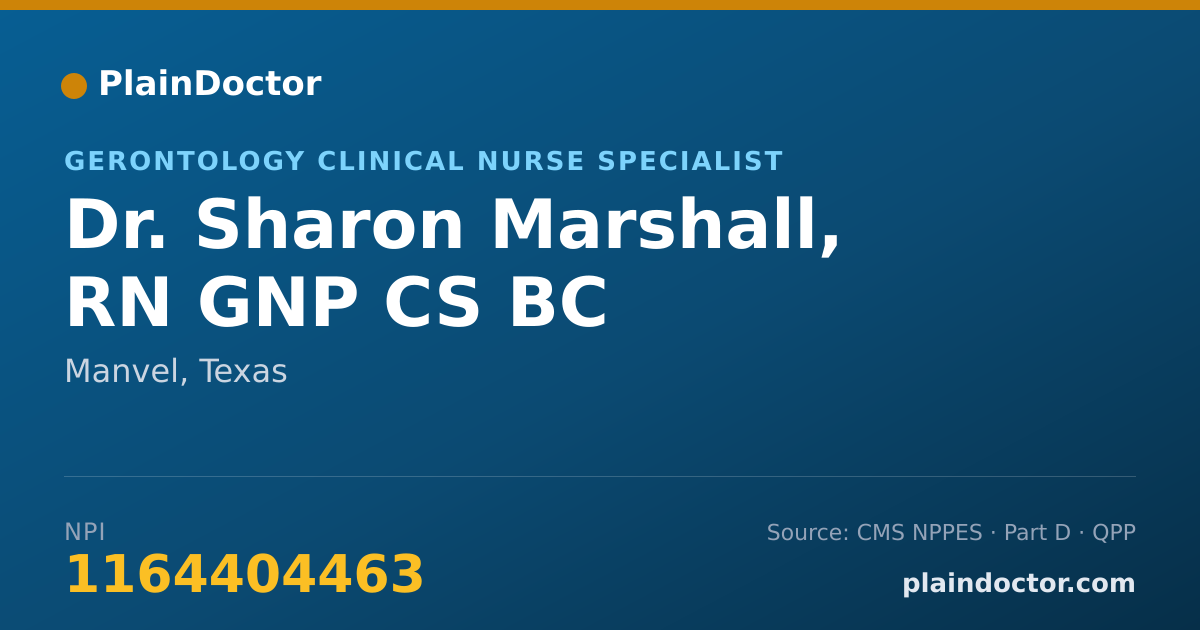 Shareable card for Sharon Marshall, RN GNP CS BC - Gerontology Clinical Nurse Specialist, Manvel, TX