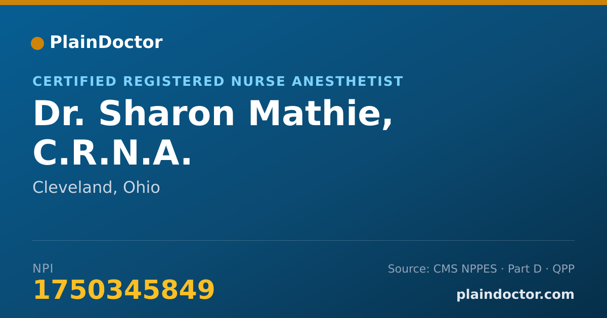 Shareable card for Sharon Mathie, C.R.N.A. - Certified Registered Nurse Anesthetist, Cleveland, OH