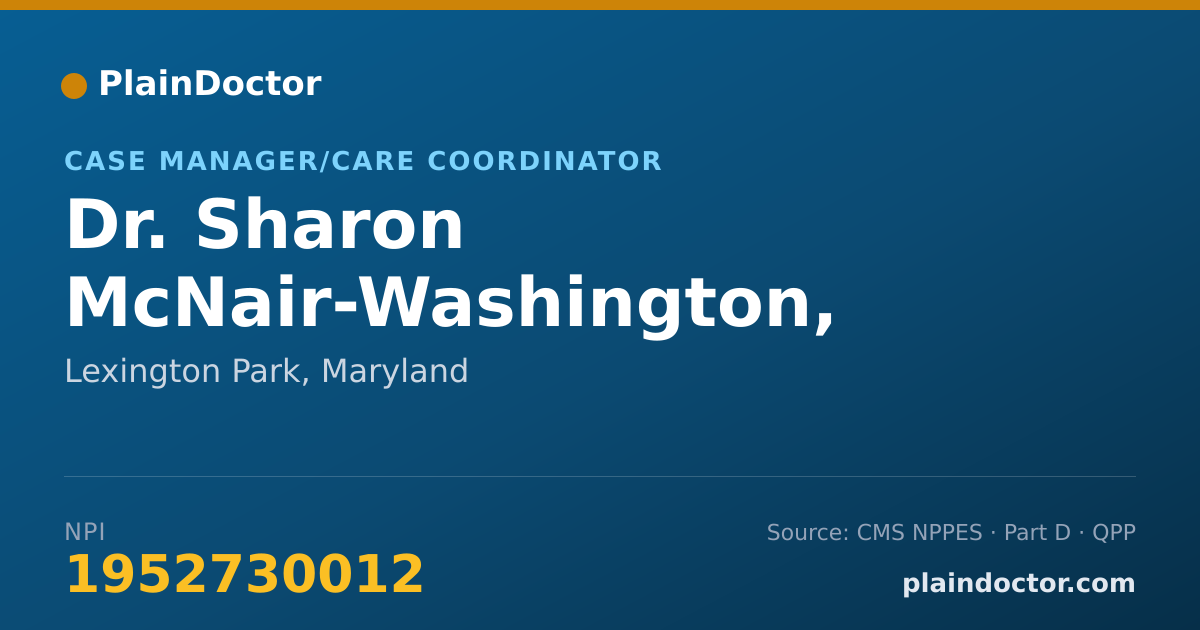 Shareable card for Sharon McNair-Washington, LGPC - Case Manager/Care Coordinator, Lexington Park, MD