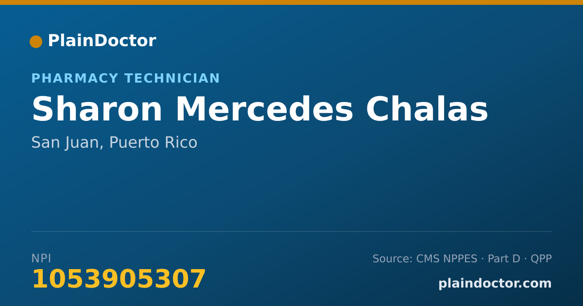 Shareable card for Sharon Mercedes Chalas - Pharmacy Technician, San Juan, PR