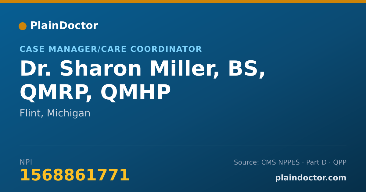 Shareable card for Sharon Miller, BS, QMRP, QMHP - Case Manager/Care Coordinator, Flint, MI
