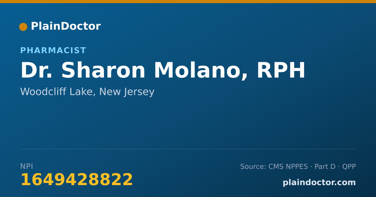 Shareable card for Sharon Molano, RPH - Pharmacist, Woodcliff Lake, NJ