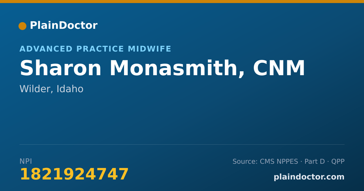 Shareable card for Sharon Monasmith, CNM - Advanced Practice Midwife, Wilder, ID