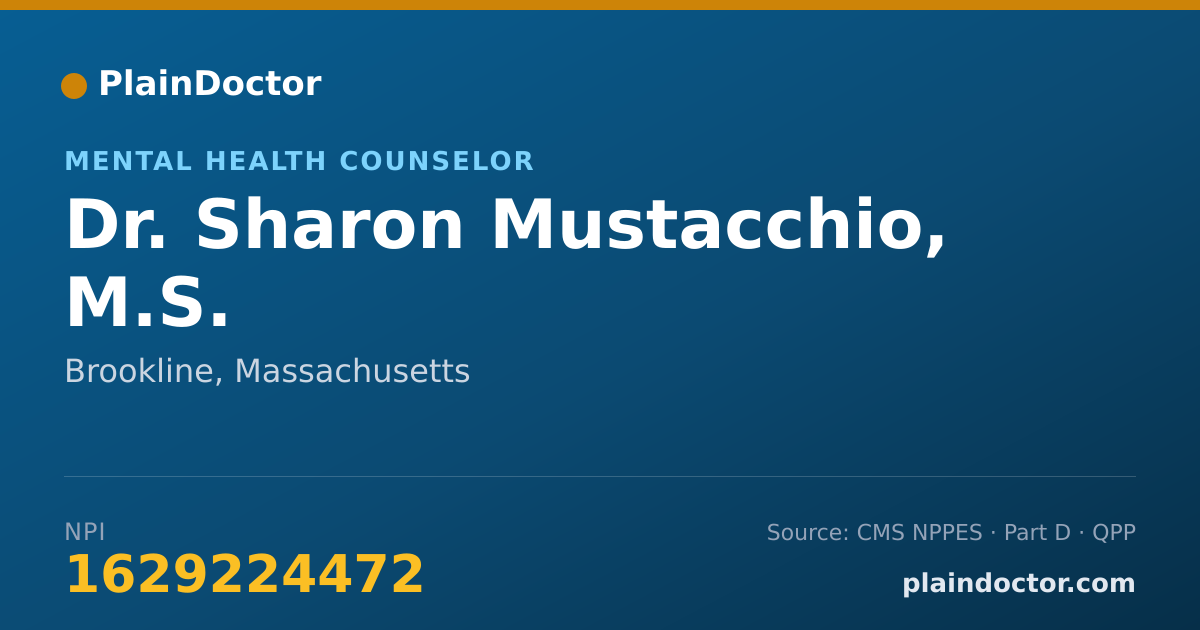 Shareable card for Sharon Mustacchio, M.S. - Mental Health Counselor, Brookline, MA