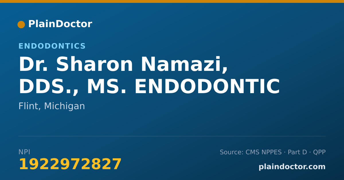 Shareable card for Sharon Namazi, DDS., MS. ENDODONTIC - Endodontics, Flint, MI
