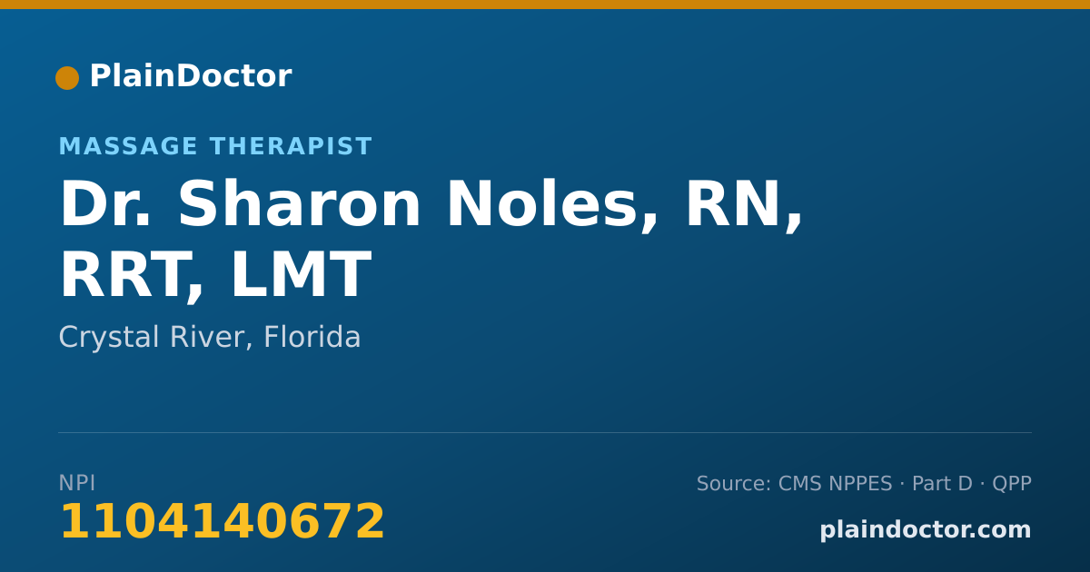 Shareable card for Sharon Noles, RN, RRT, LMT - Massage Therapist, Crystal River, FL