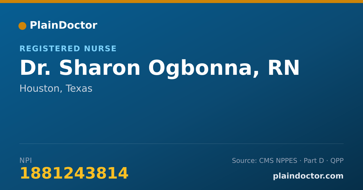 Shareable card for Sharon Ogbonna, RN - Registered Nurse, Houston, TX