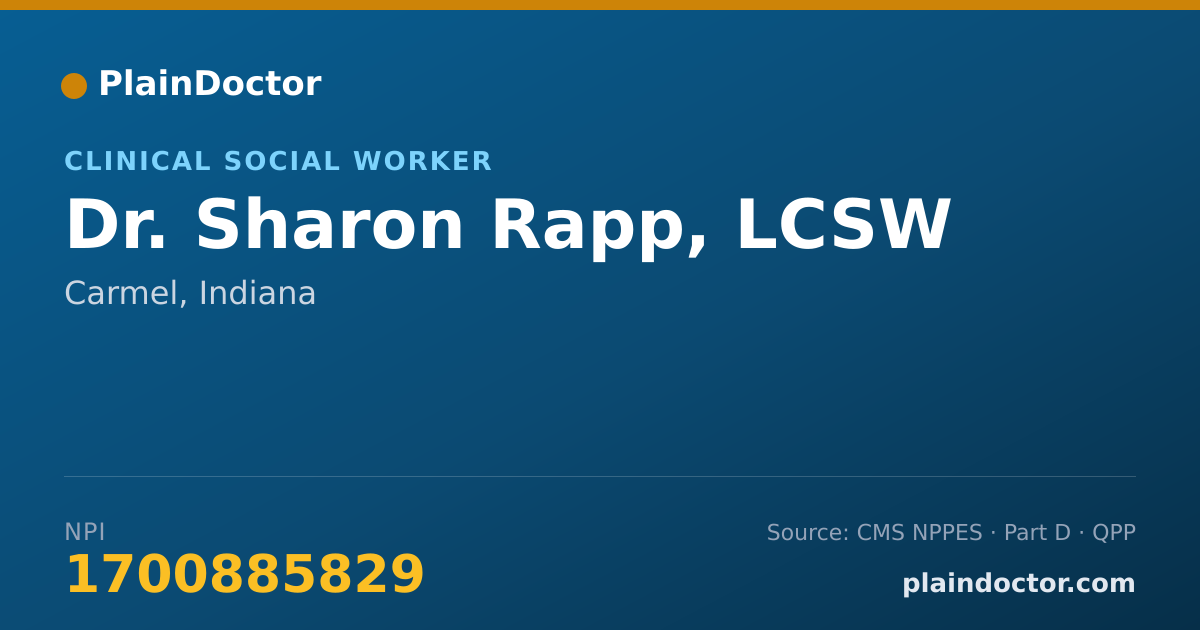 Shareable card for Sharon Rapp, LCSW - Clinical Social Worker, Carmel, IN