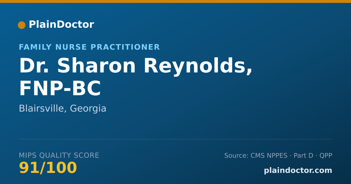 Shareable card for Sharon Reynolds, FNP-BC - Family Nurse Practitioner, Blairsville, GA