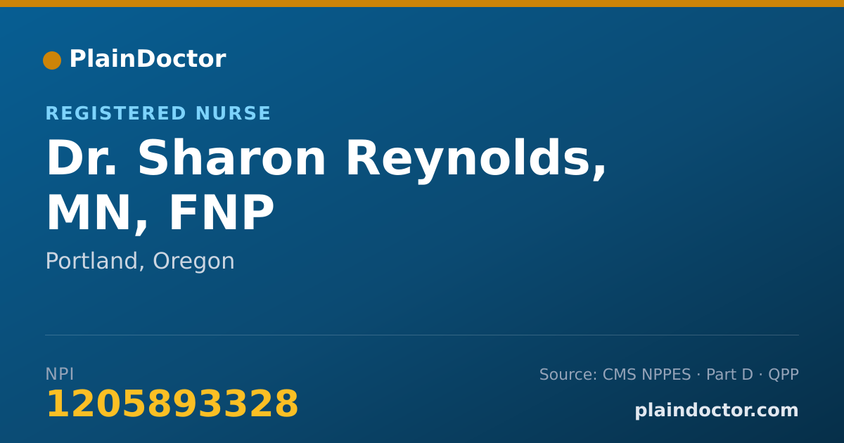 Shareable card for Sharon Reynolds, MN, FNP - Registered Nurse, Portland, OR