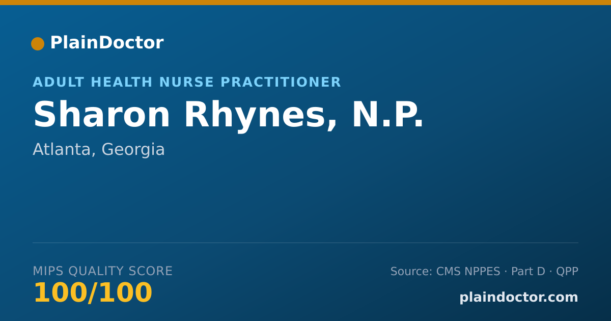 Shareable card for Sharon Rhynes, N.P. - Adult Health Nurse Practitioner, Atlanta, GA