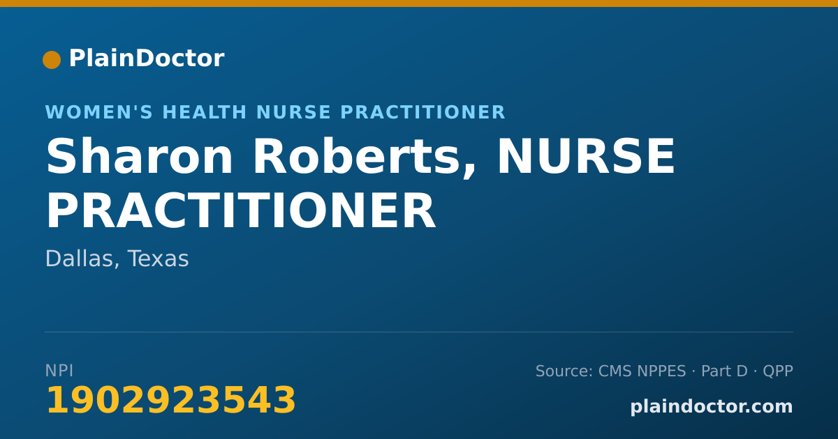 Shareable card for Sharon Roberts, NURSE PRACTITIONER - Women's Health Nurse Practitioner, Dallas, TX