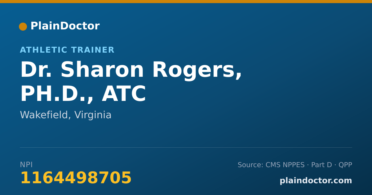Shareable card for Sharon Rogers, PH.D., ATC - Athletic Trainer, Wakefield, VA