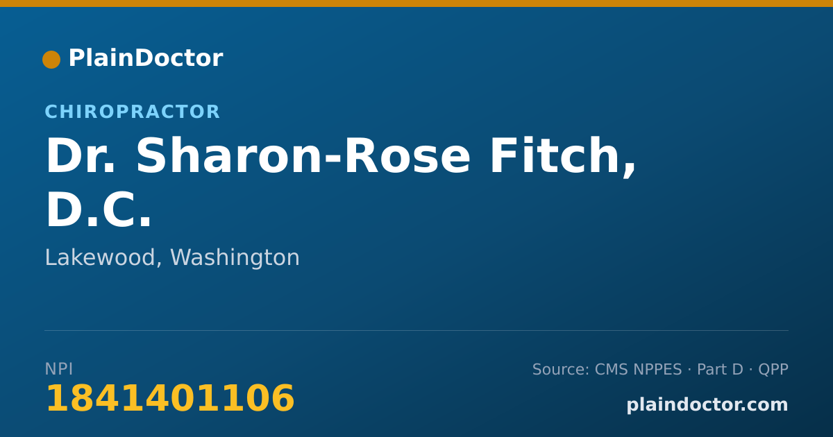 Shareable card for Sharon-Rose Fitch, D.C. - Chiropractor, Lakewood, WA