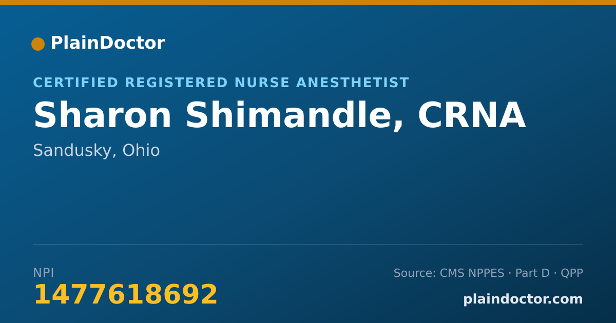 Shareable card for Sharon Shimandle, CRNA - Certified Registered Nurse Anesthetist, Sandusky, OH