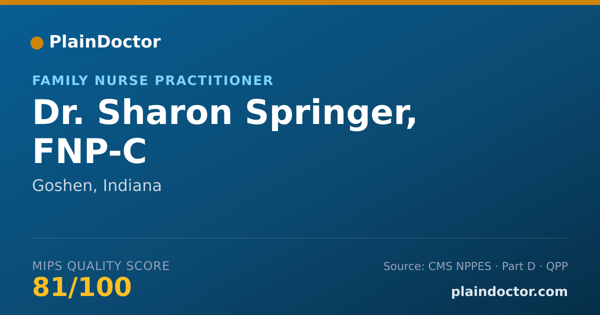 Shareable card for Sharon Springer, FNP-C - Family Nurse Practitioner, Goshen, IN