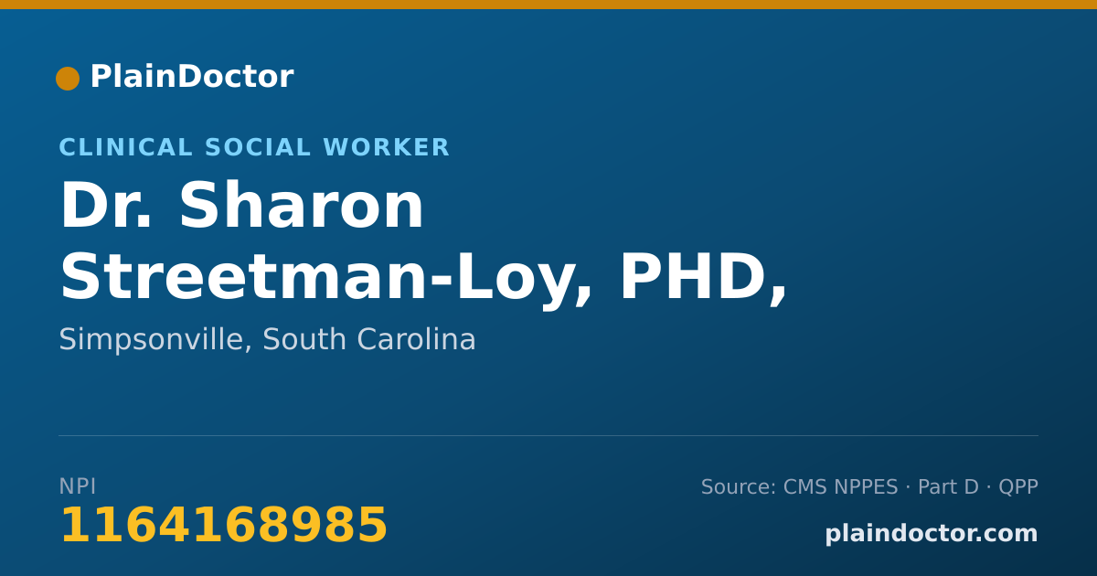 Shareable card for Sharon Streetman-Loy, PHD, LISW-CP - Clinical Social Worker, Simpsonville, SC
