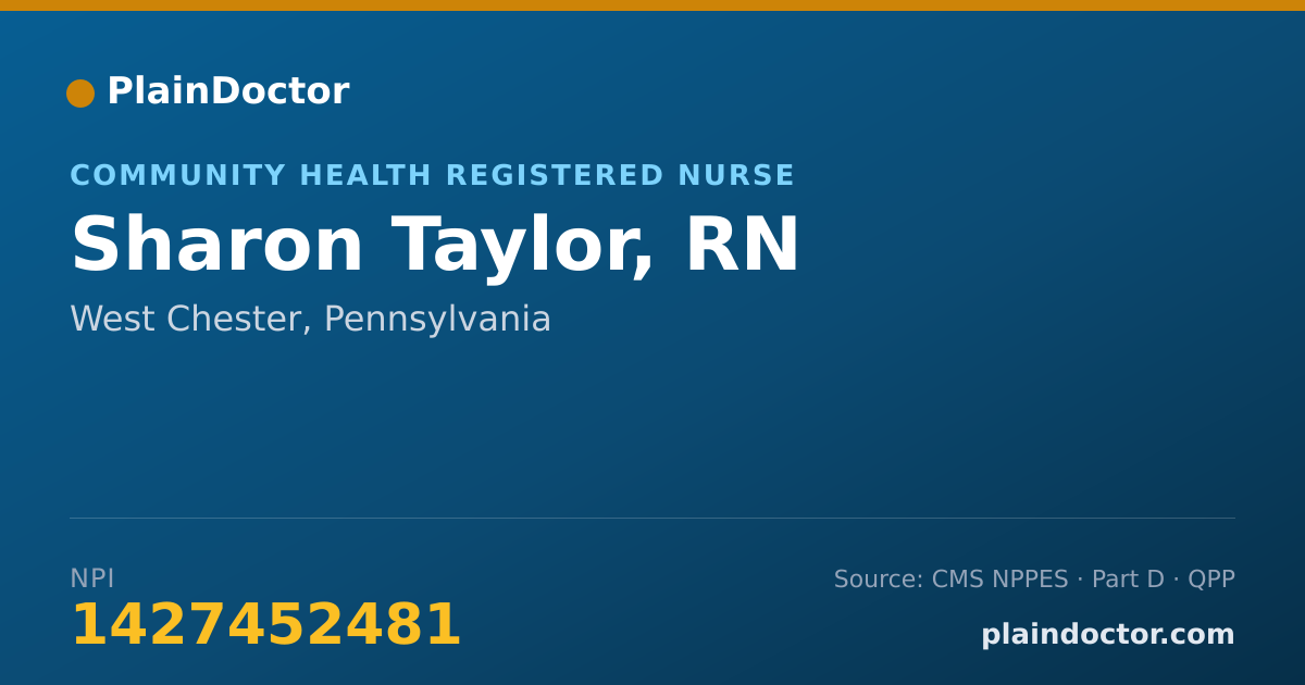 Shareable card for Sharon Taylor, RN - Community Health Registered Nurse, West Chester, PA