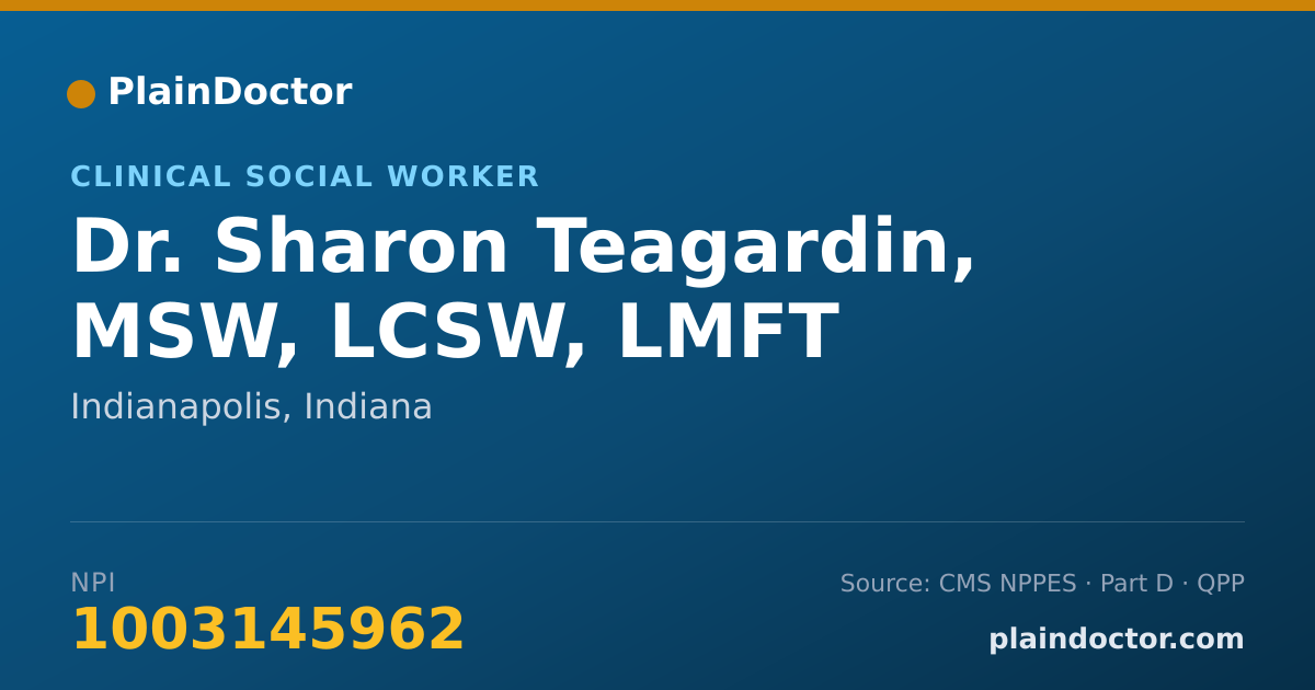 Shareable card for Sharon Teagardin, MSW, LCSW, LMFT - Clinical Social Worker, Indianapolis, IN