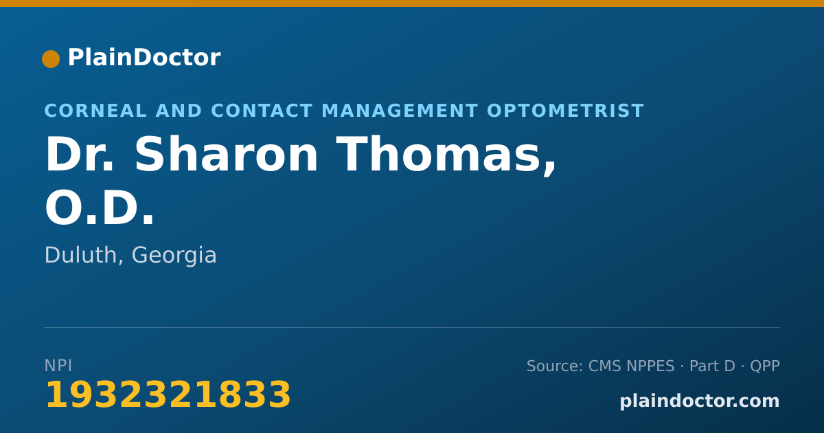 Shareable card for Sharon Thomas, O.D. - Corneal and Contact Management Optometrist, Duluth, GA