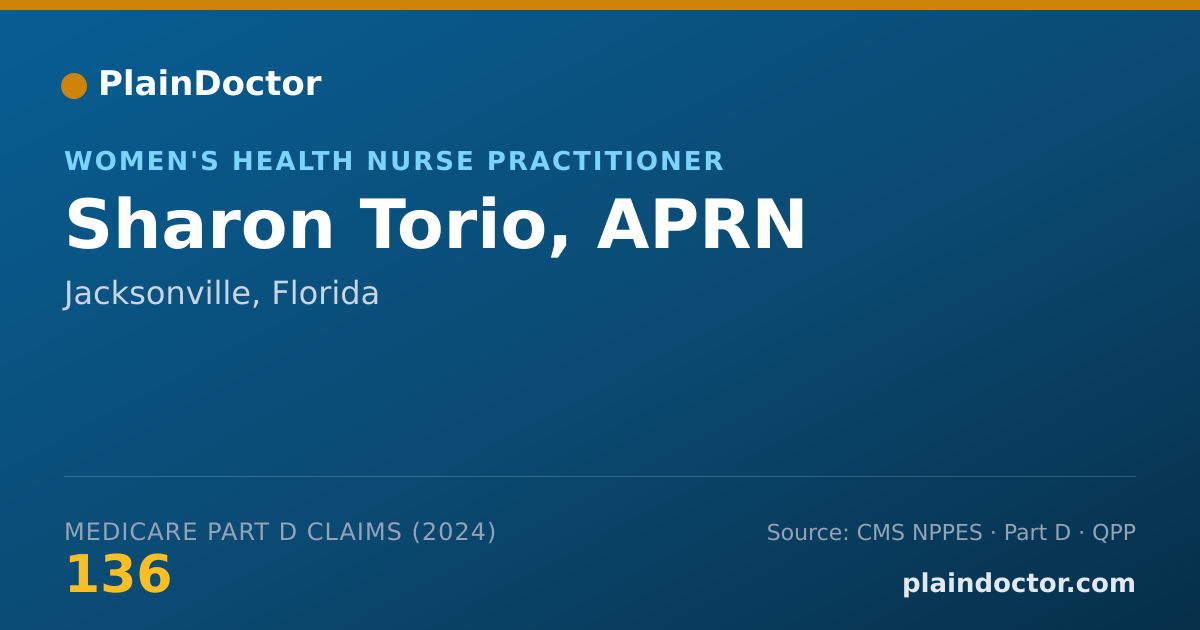 Shareable card for Sharon Torio, APRN - Women's Health Nurse Practitioner, Jacksonville, FL