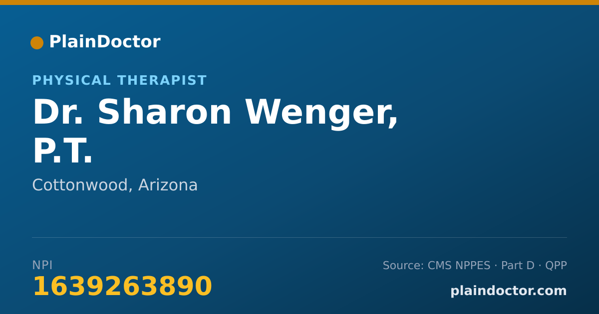 Shareable card for Sharon Wenger, P.T. - Physical Therapist, Cottonwood, AZ