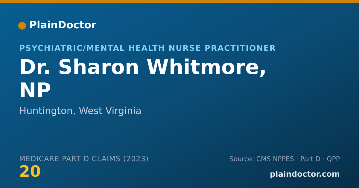 Shareable card for Sharon Whitmore, NP - Psychiatric/Mental Health Nurse Practitioner, Huntington, WV