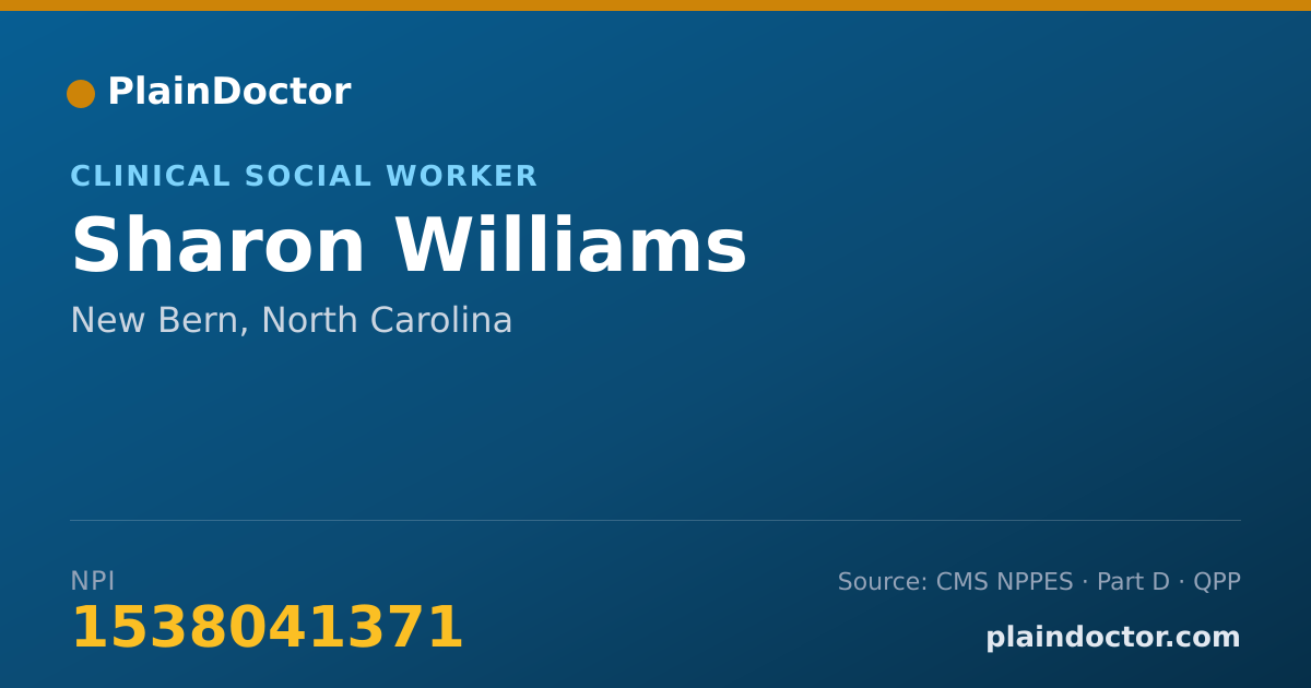 Shareable card for Sharon Williams - Clinical Social Worker, New Bern, NC