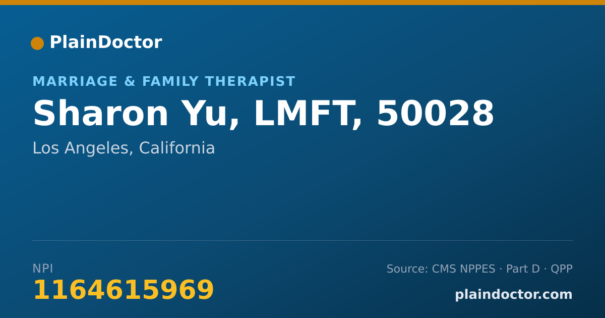 Shareable card for Sharon Yu, LMFT, 50028 - Marriage & Family Therapist, Los Angeles, CA
