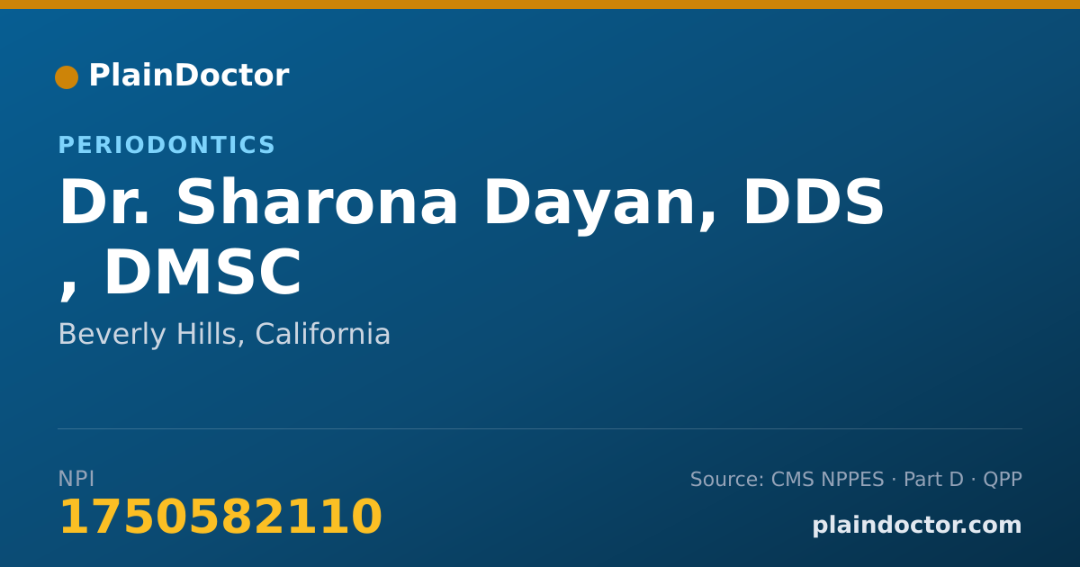 Shareable card for Sharona Dayan, DDS , DMSC - Periodontics, Beverly Hills, CA