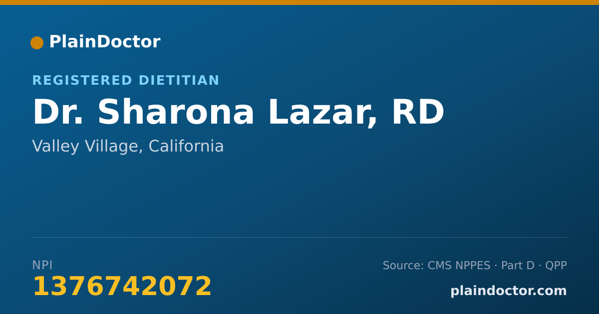 Shareable card for Sharona Lazar, RD - Registered Dietitian, Valley Village, CA