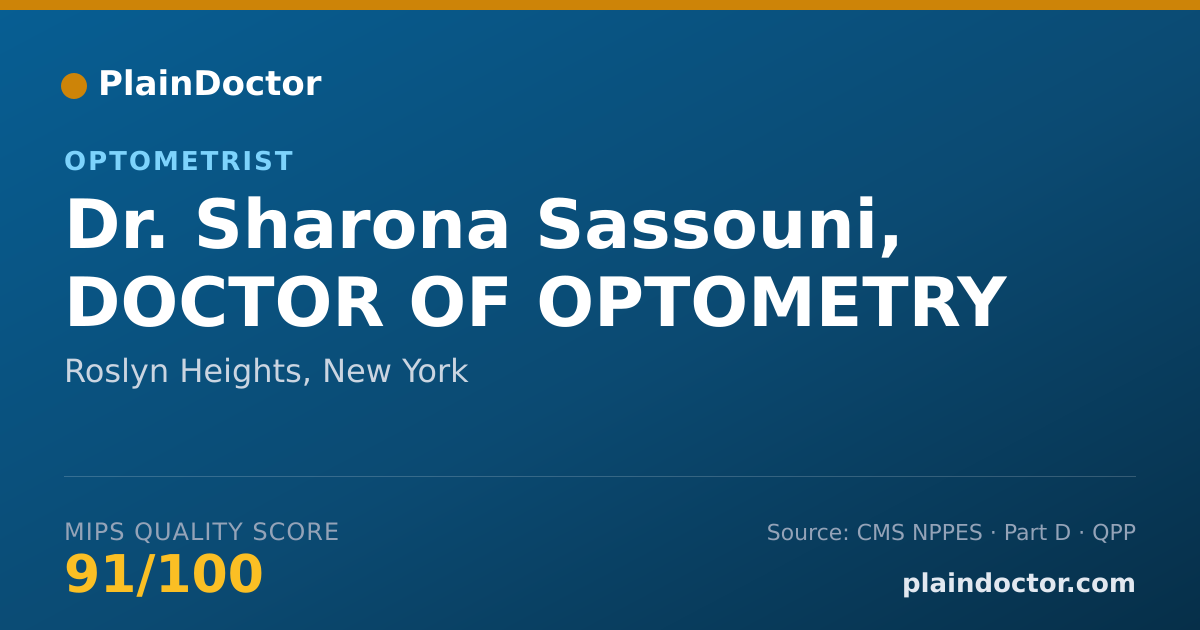 Shareable card for Sharona Sassouni, DOCTOR OF OPTOMETRY - Optometrist, Roslyn Heights, NY